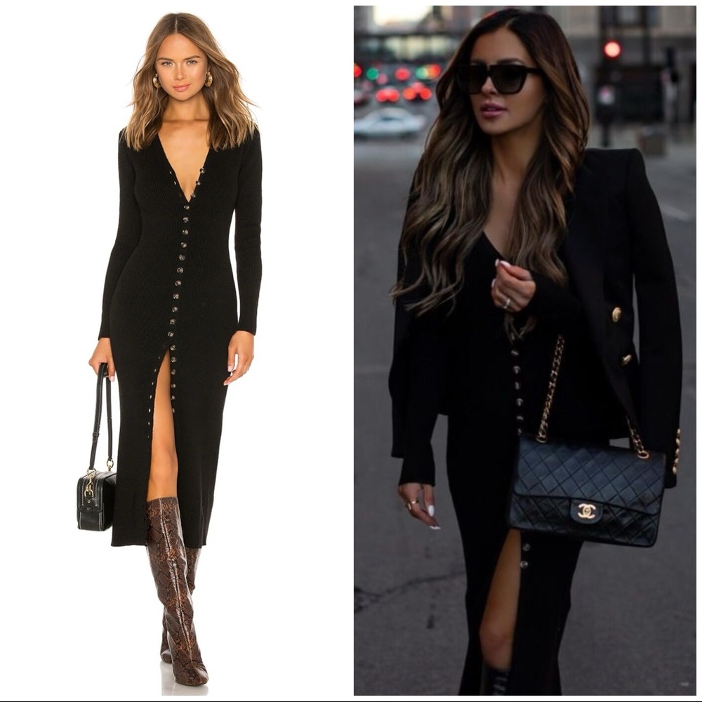 $218 LPA BUTTON CARDIGAN SWEATER DRESS LOVERS FRIENDS RONNY KOBO REFORMATION